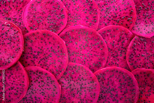 beautiful fresh sliced red dragon fruit  as background, Pitaya i