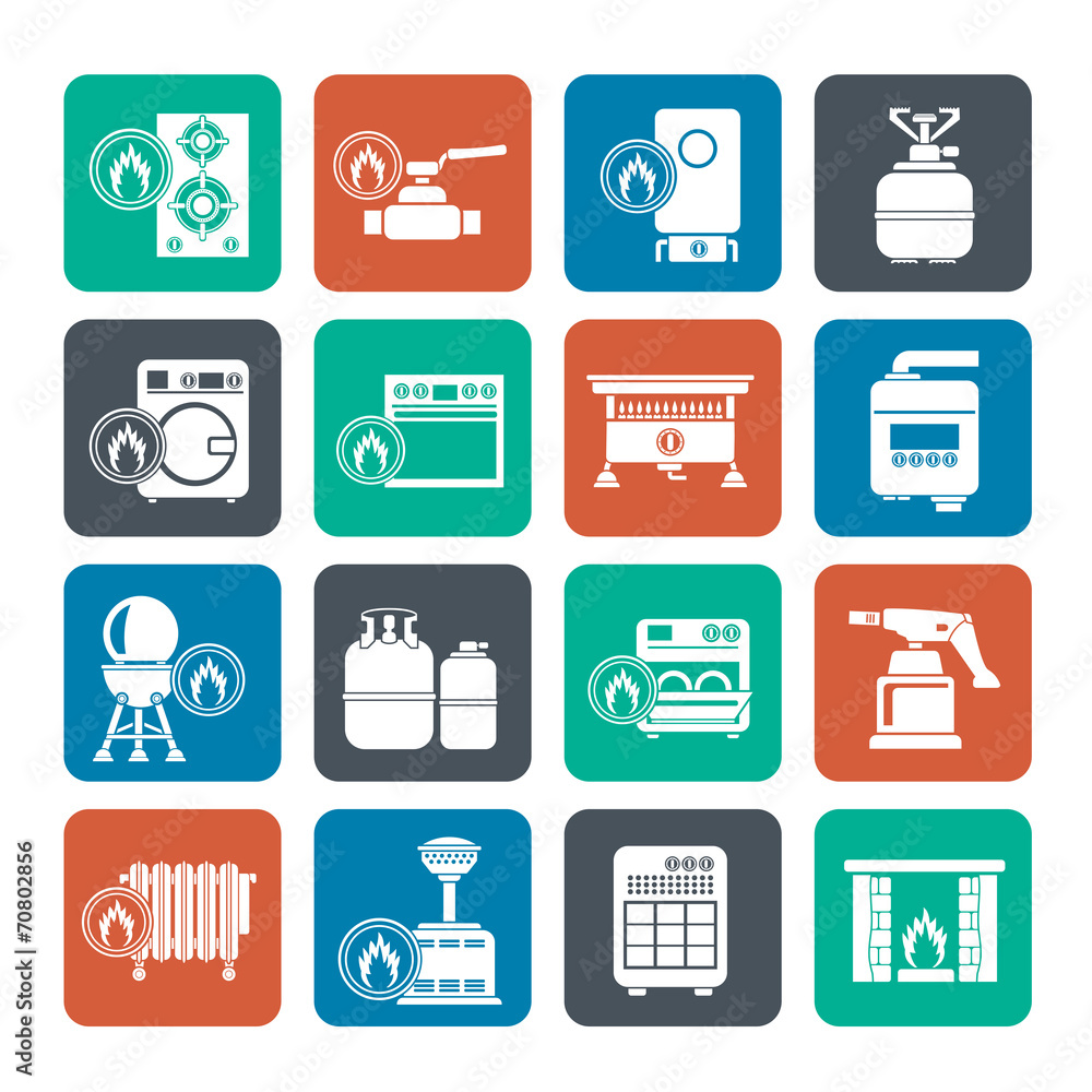 Silhouette Household Gas Appliances icons