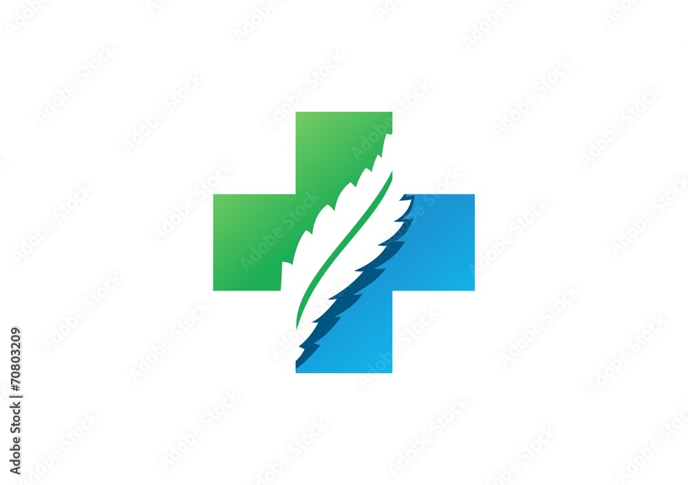 Obraz premium medicine pharmacy logo,health icon,cross plants,plus nature