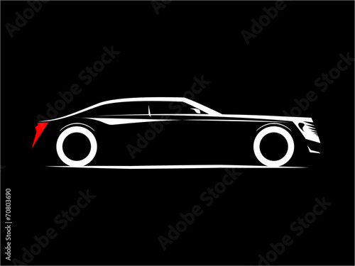 silhouette of a luxury car on a black background