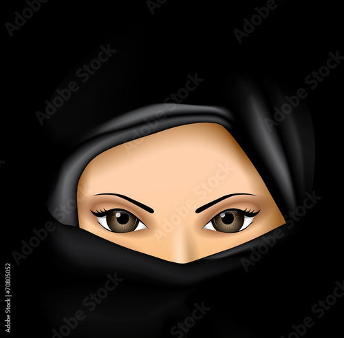Arab Muslim Woman in Black Dress