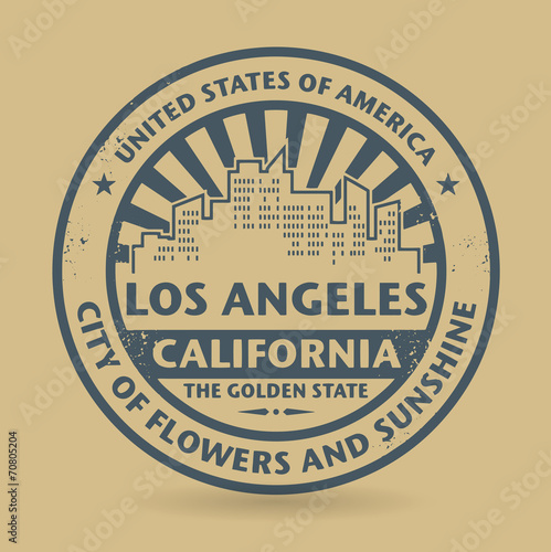 Grunge rubber stamp with name of Los Angeles, California