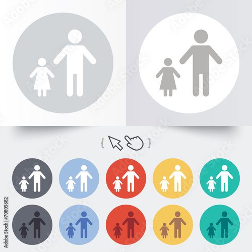 One-parent family with one child sign icon.