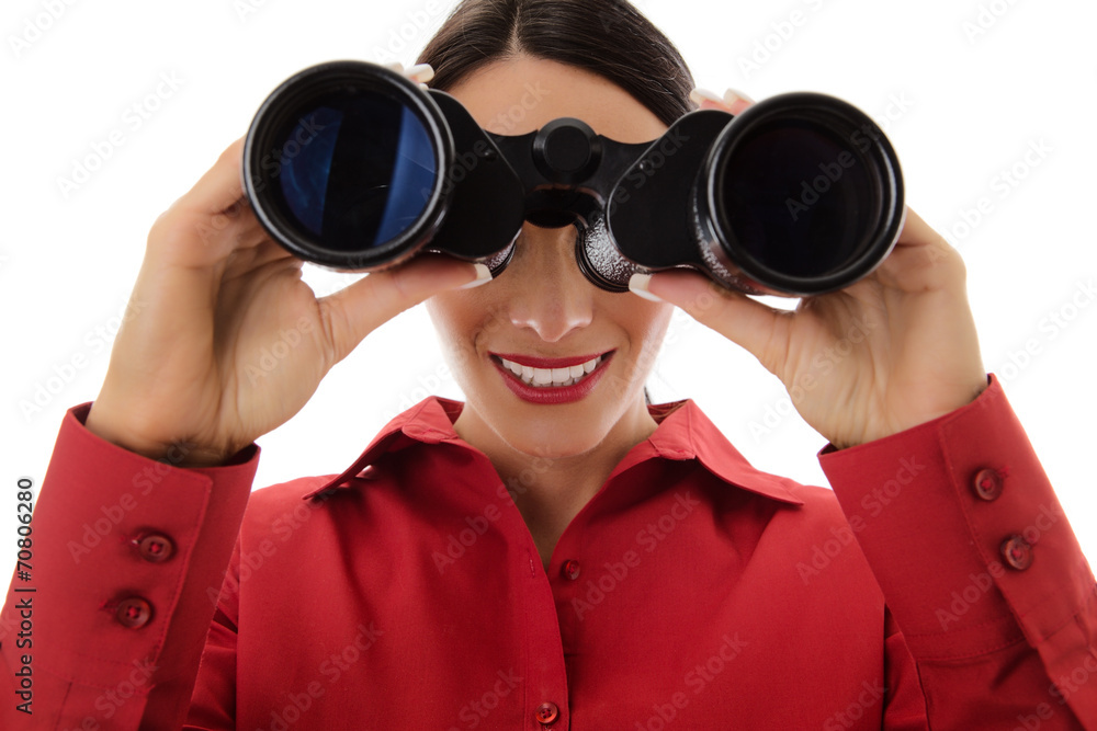 woman with binoculars woman with binoculars
