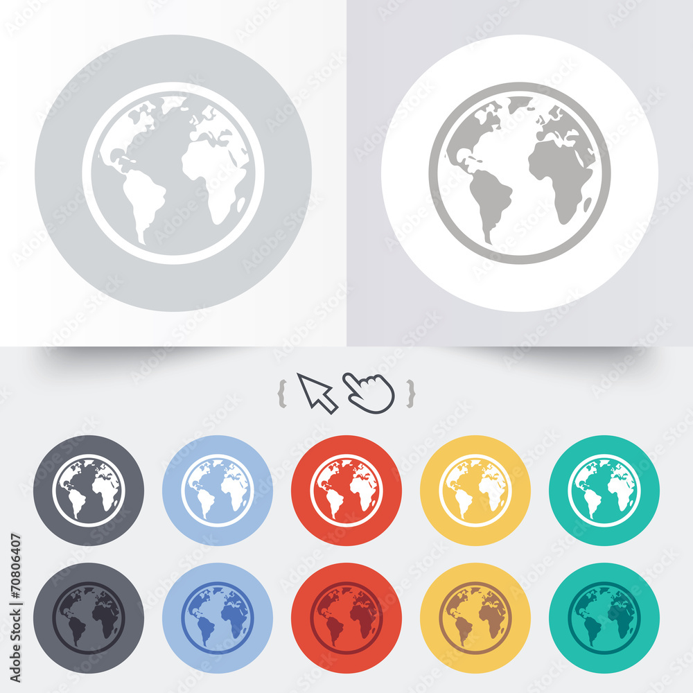 Globe sign icon. World map geography symbol. Globe sign icon. World map geography symbol.