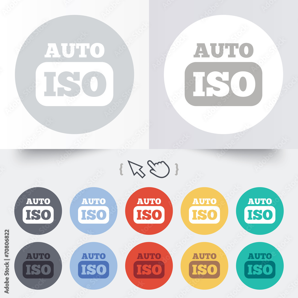 ISO Auto photo camera sign icon. Settings symbol ISO Auto photo camera sign icon. Settings symbol