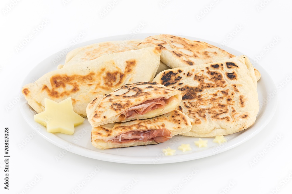 bread in pan with ham bread in pan with ham