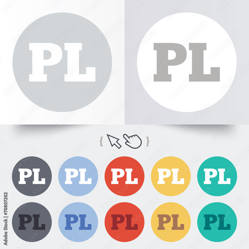 Polish language sign icon. PL translation Polish language sign icon. PL translation