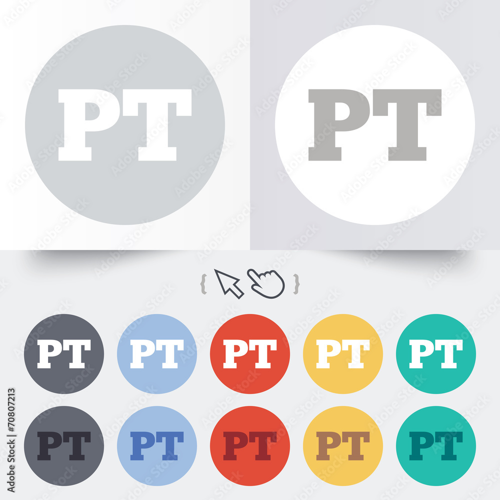 Portuguese language sign icon. PT translation Portuguese language sign icon. PT translation