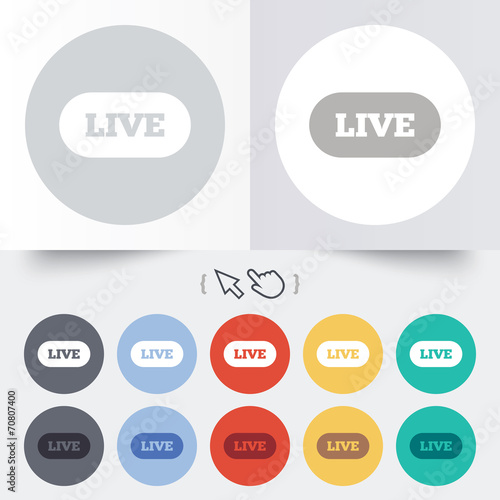 Live sign icon. On air stream symbol.