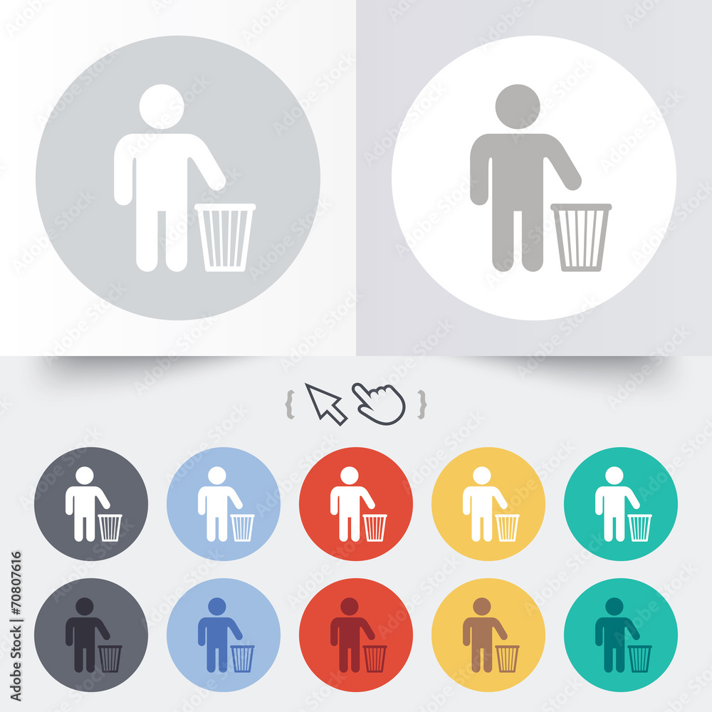 After use to throw in trash. Recycle bin sign. After use to throw in trash. Recycle bin sign.