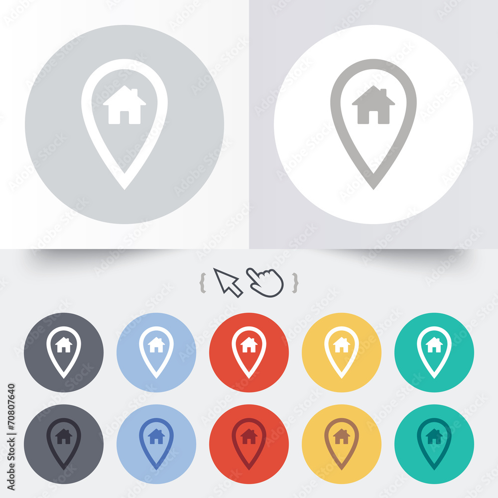 Map pointer house sign icon. Marker symbol. Map pointer house sign icon. Marker symbol.