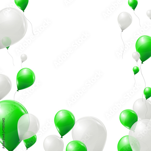 Green and white balloons background