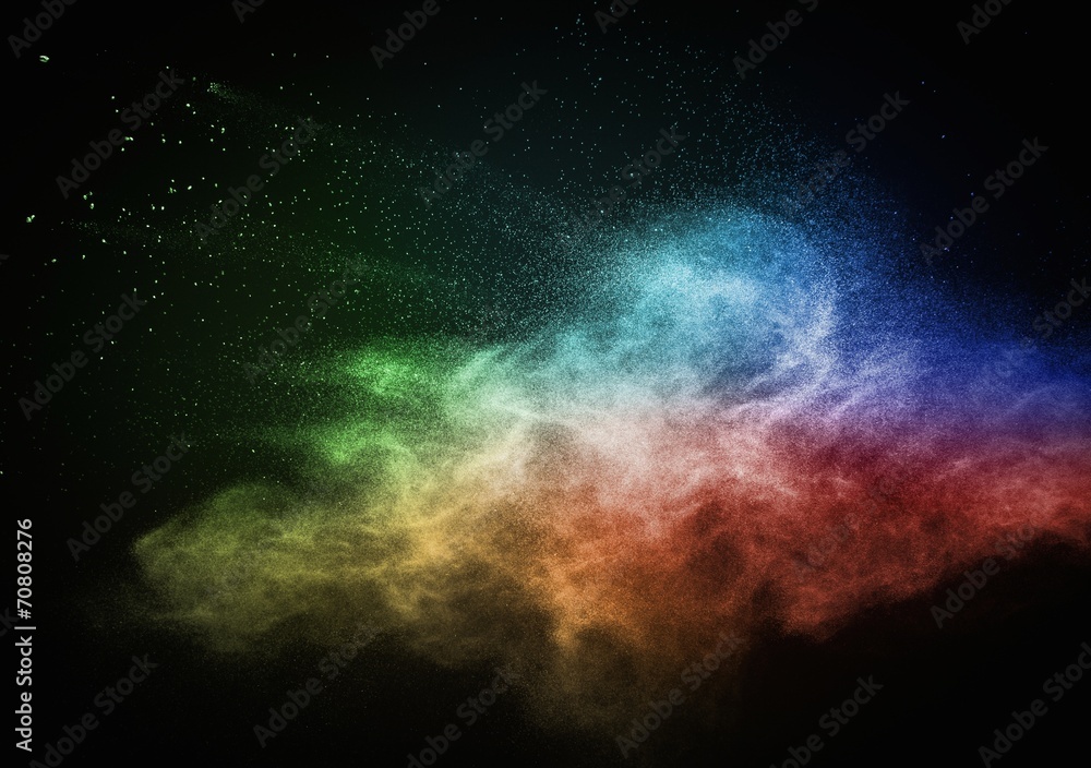Colourful powder exploding isolated on black Colourful powder exploding isolated on black