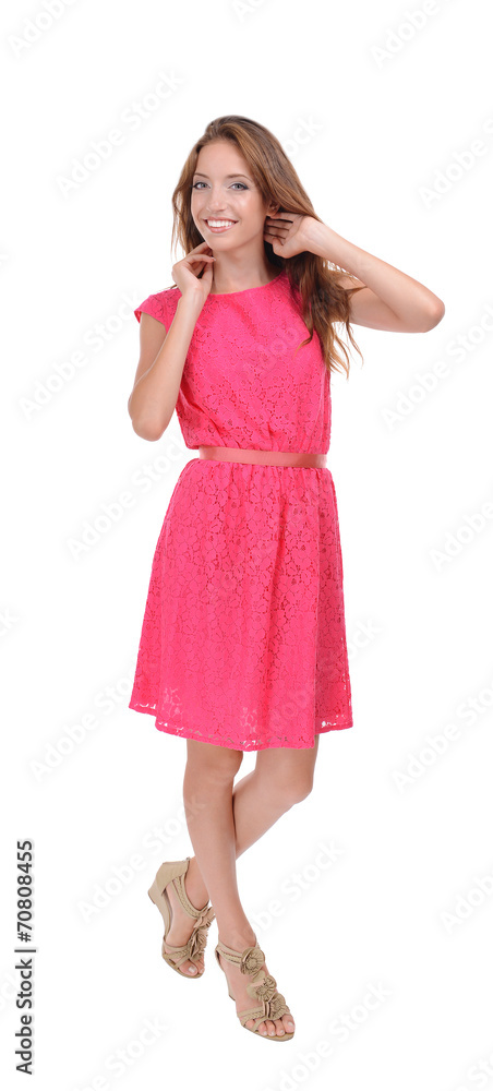 Beautiful young woman isolated on white