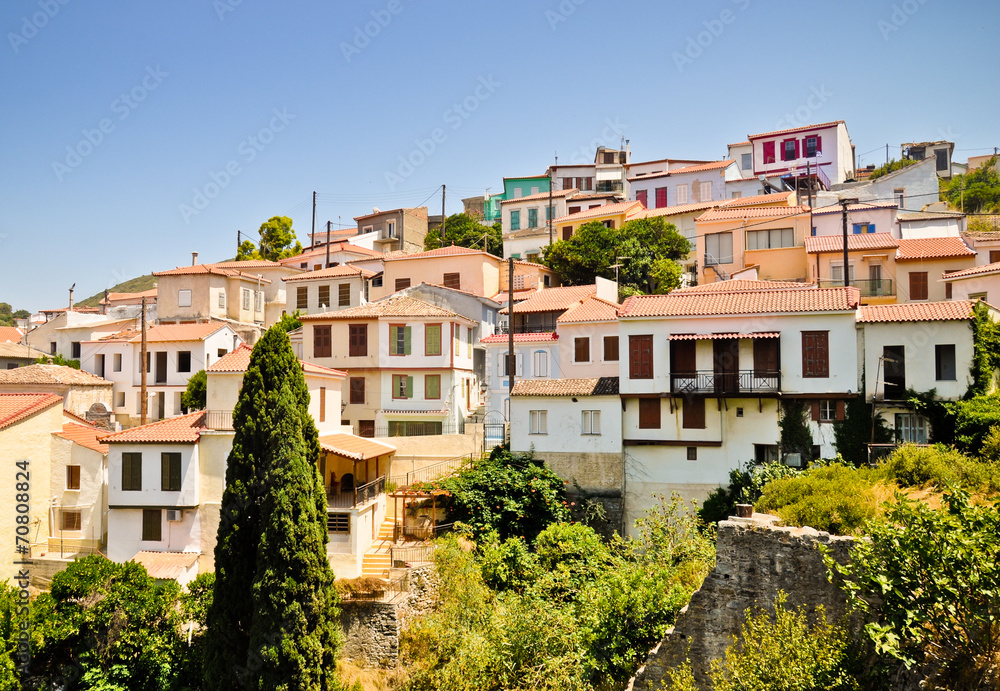 Vathi hill houses. Samos, Greece