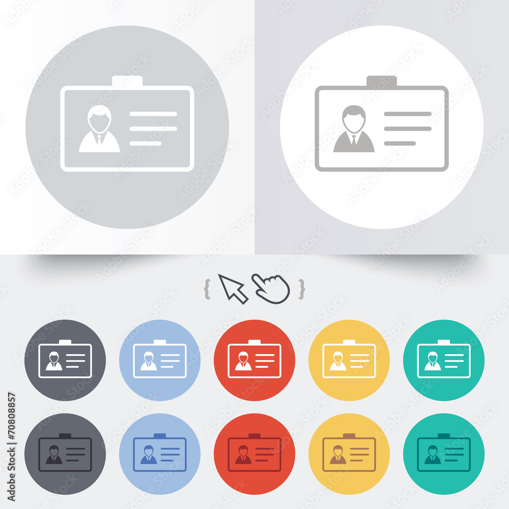 ID card sign icon. Identity card badge symbol. ID card sign icon. Identity card badge symbol.