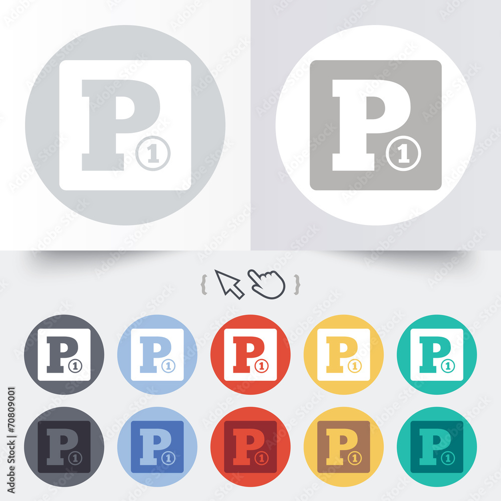 Paid parking sign icon. Car parking symbol. Paid parking sign icon. Car parking symbol.