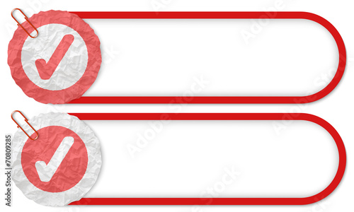 two buttons with texture crumpled paper and check box