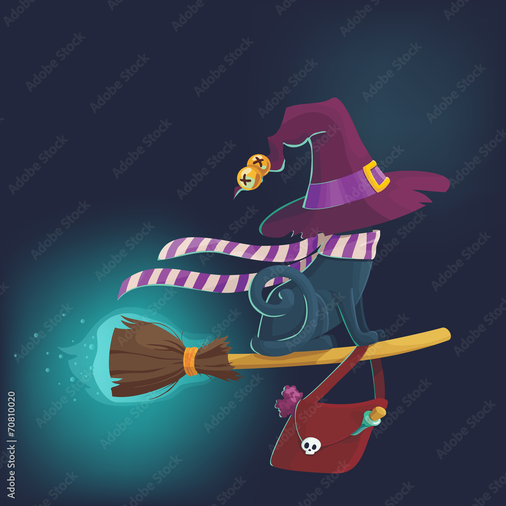 Fotografia Black  terrible witch Halloween cat