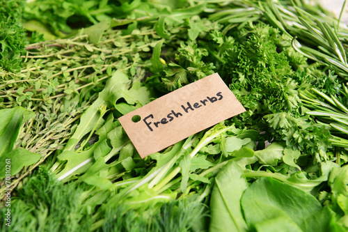 Different fresh herbs close-up