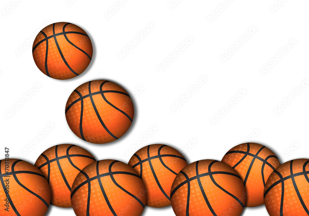 Baloncesto, balones, tridimensional, 3D, fondo blanco