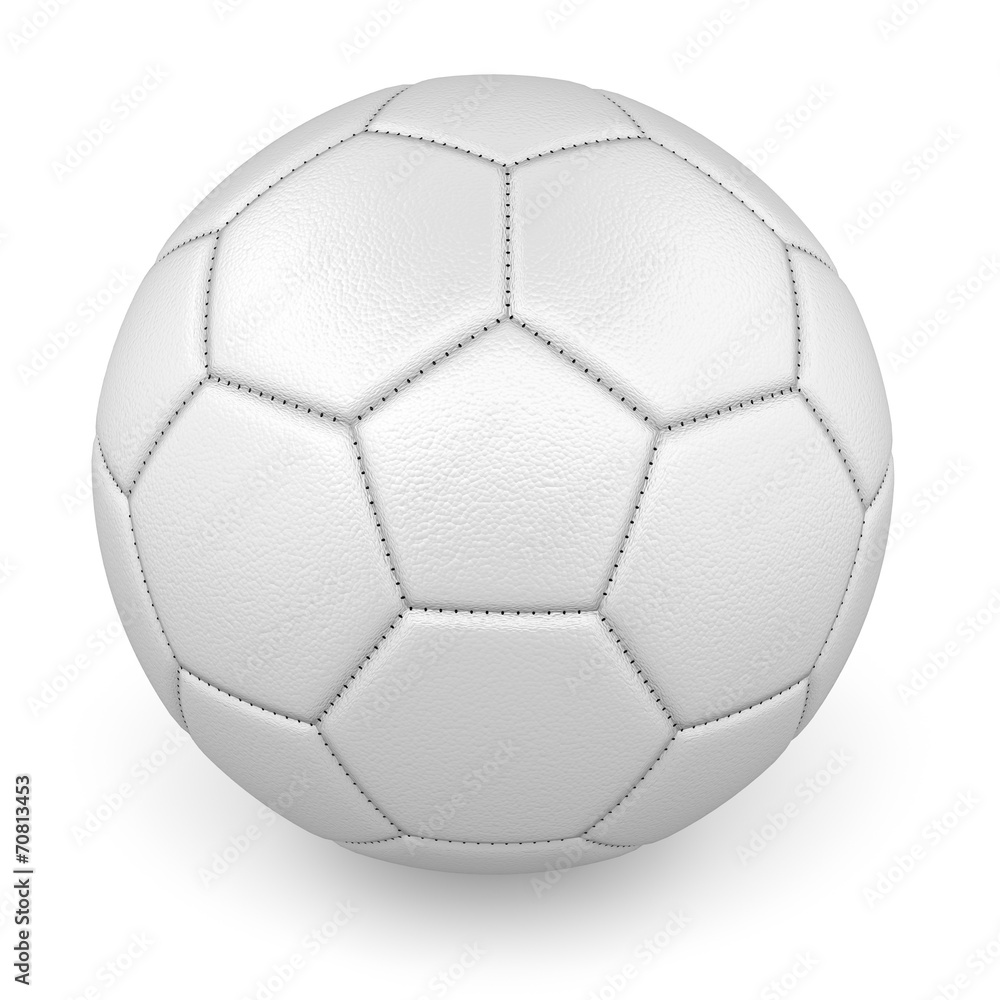 Textured white leather football ball