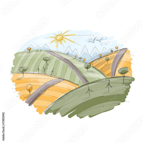 Autumn field sketch for your design