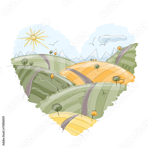 Autumn field sketch for your design