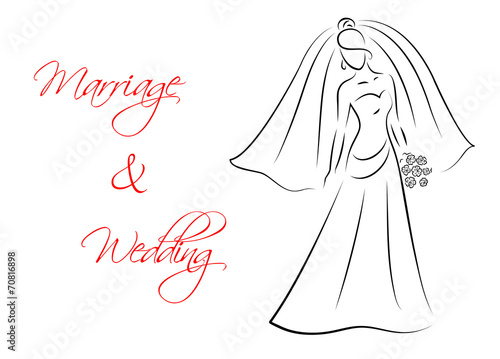 Marriage and wedding theme with bride silhouette