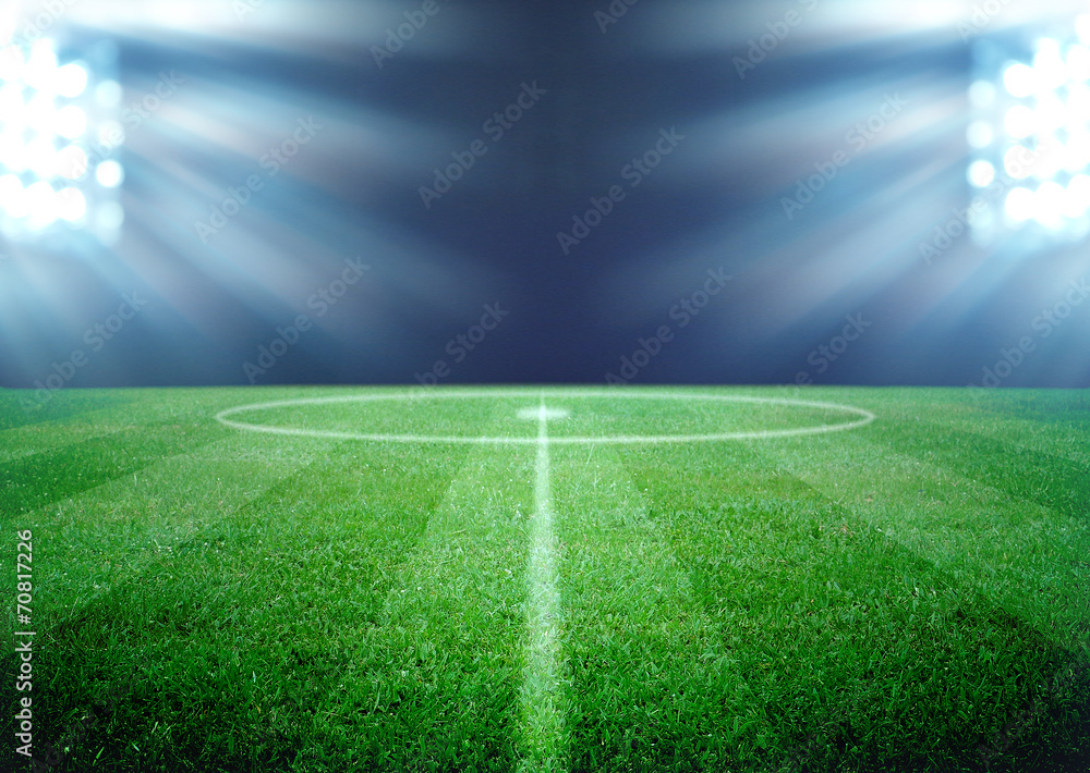 Naklejka premium soccer field and the bright lights