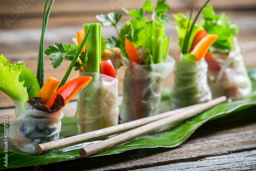 Fresh spring rolls wrapped ...