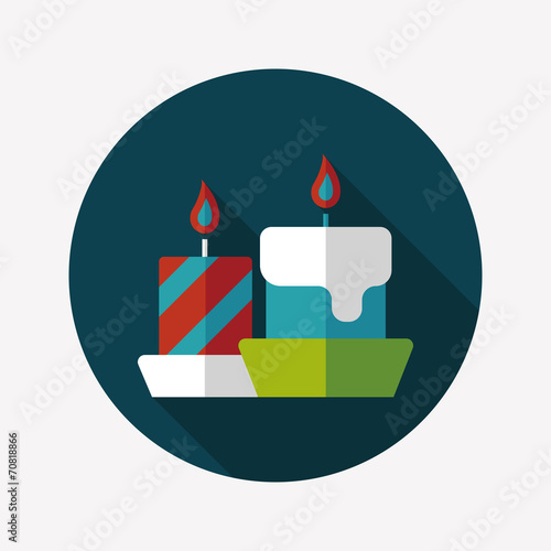 Christmas candle flat icon with long shadow,eps10