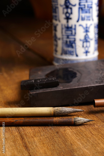 Close up of Chinese Brush, focus on the brush