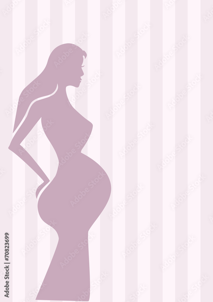 Beautiful Pregnant Woman Isolated on Pink Striped Background Beautiful Pregnant Woman Isolated on Pink Striped Background