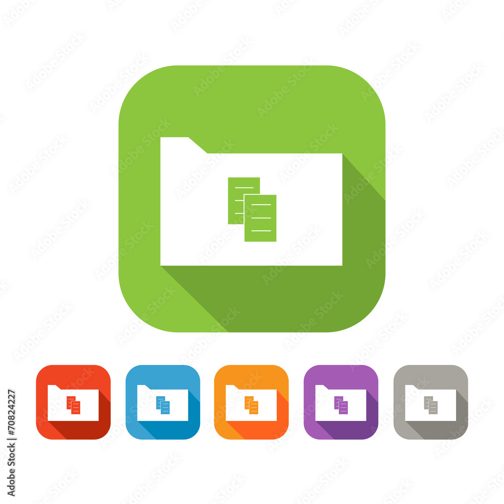 Color set of flat folder with document Color set of flat folder with document