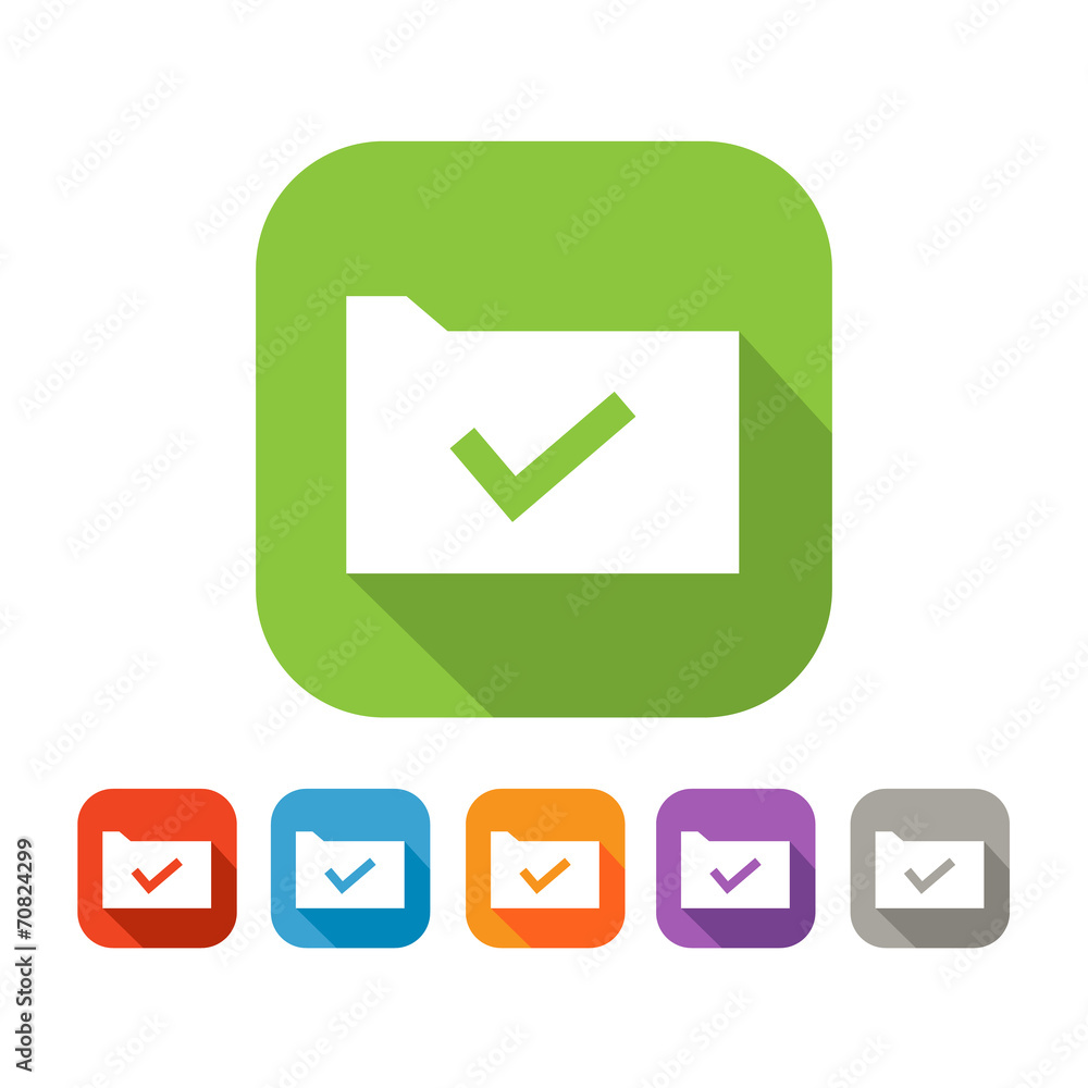 Color set of flat folder with tick Color set of flat folder with tick