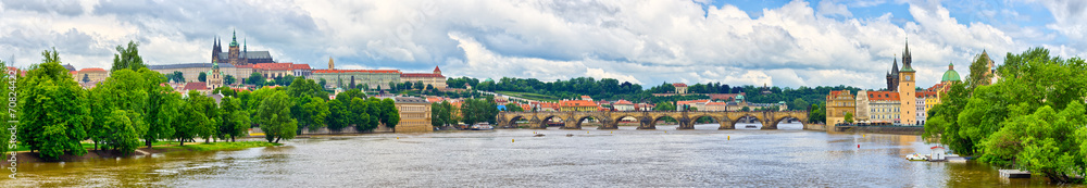 Panorama in Prague - with Charles Bridge and Hradcany hill Panorama in Prague - with Charles Bridge and Hradcany hill