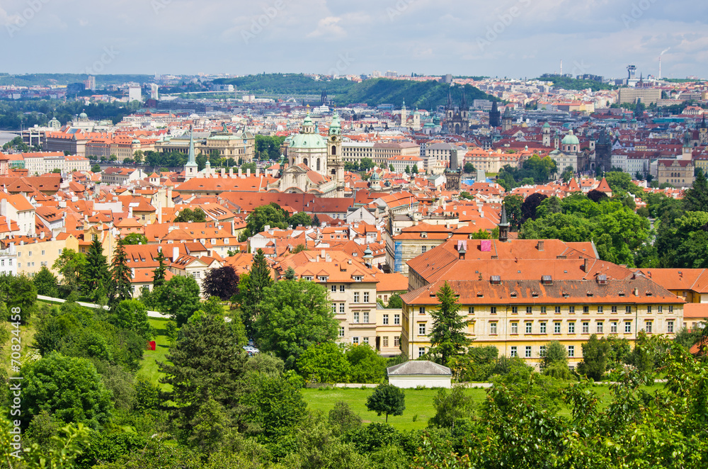 Green cityscape of Prague