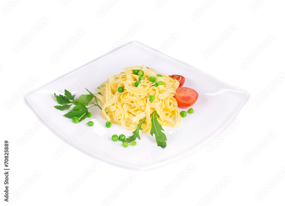Italian pasta with parsley and arugula. Italian pasta with parsley and arugula.