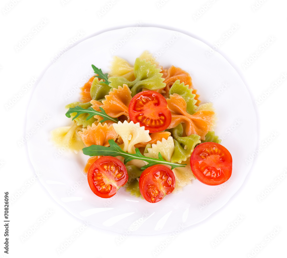 Italian pasta with arugula and tomatoes. Italian pasta with arugula and tomatoes.