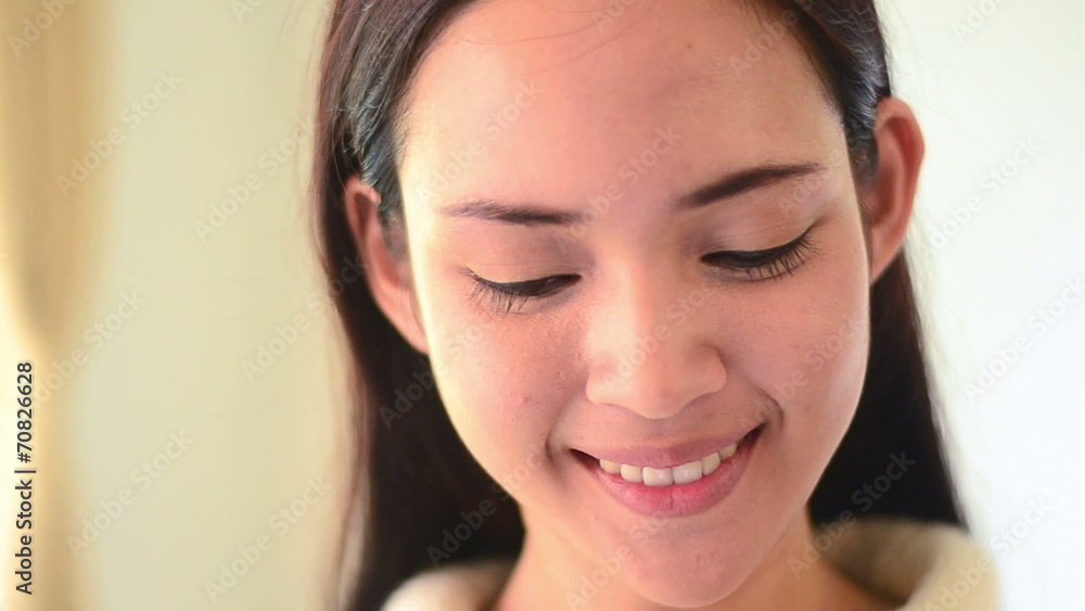 Close up Asian student emotion face happy with learning Close up Asian student emotion face happy with learning