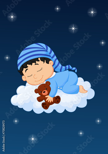 Baby sleeping on the cloud