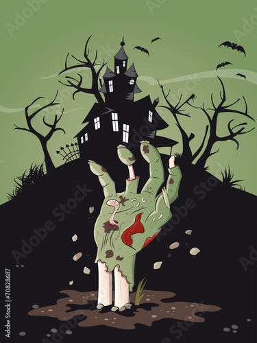 halloween zombie hand grab schloss
