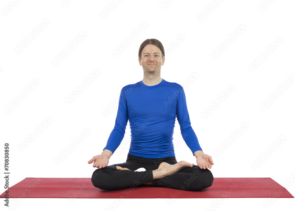 Man in meditation in seated pose in yoga