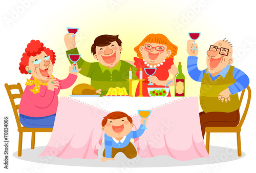 happy family having a festive dinner