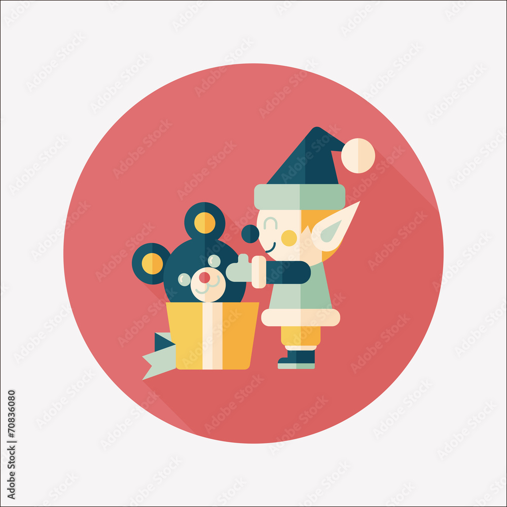 Christmas elf flat icon with long shadow,eps10