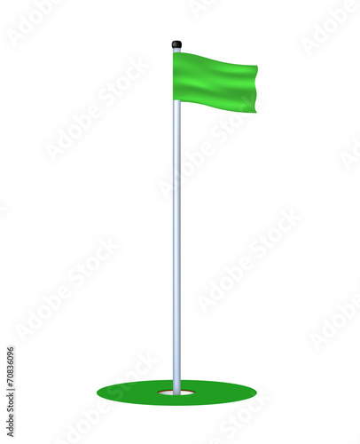 Golf hole with green flag