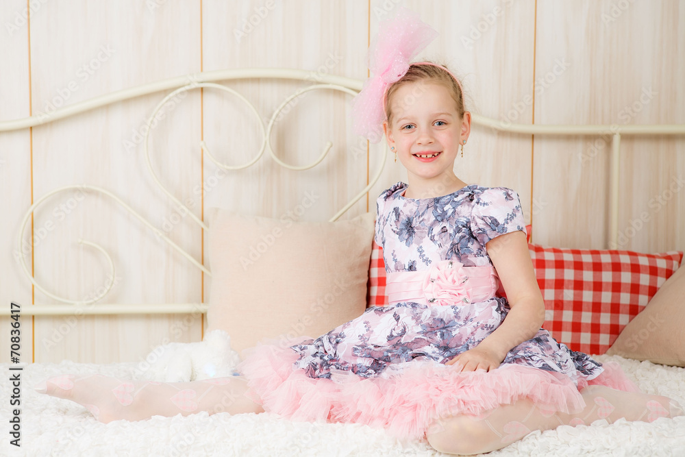beautiful girl in a beautiful dress with a gift beautiful girl in a beautiful dress with a gift