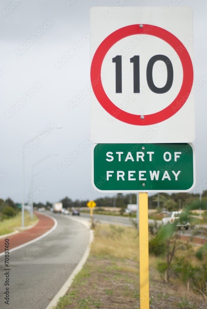 Speed limit sign on highway